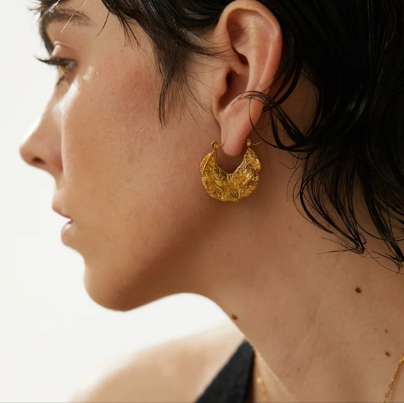 Gold Foil Hoop Earrings - Picture 8 of 11